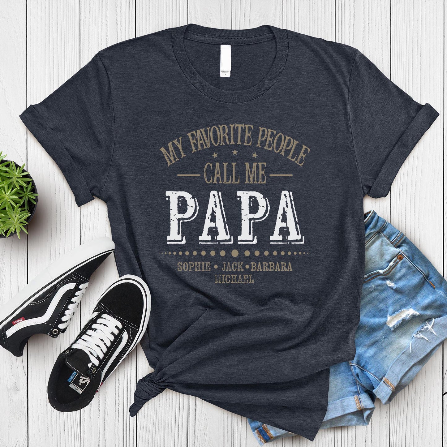 My Favorite People Call Me Papa Shirt, Custom Dad Sweatshirt Kids Name, Father's Day Tee