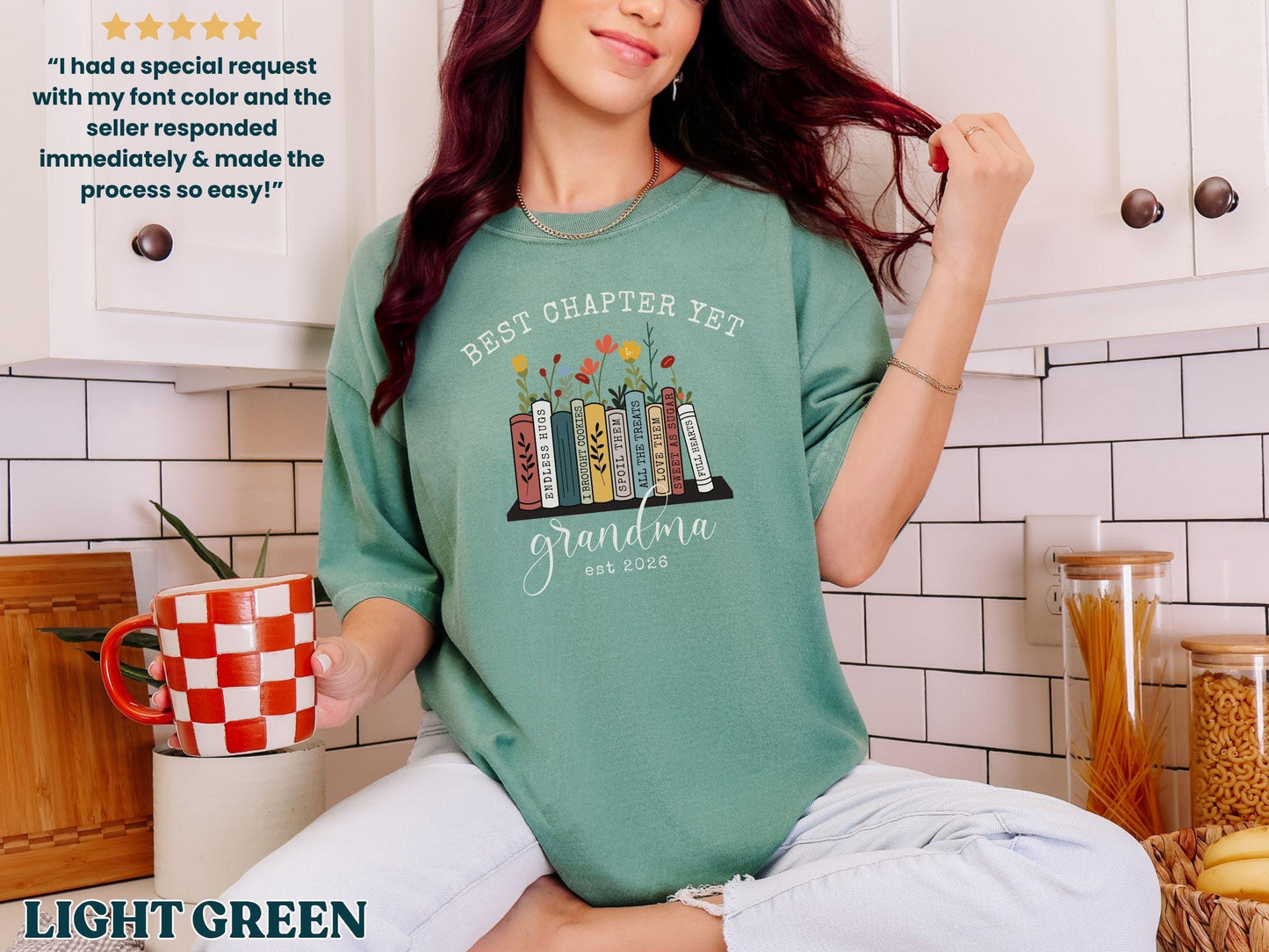 The Best Chapter Yet Grandma Announcement Shirt Personalized Grandma Mothers Day Gift Comfort Colors Grandma Gift for Grandma Book Lover