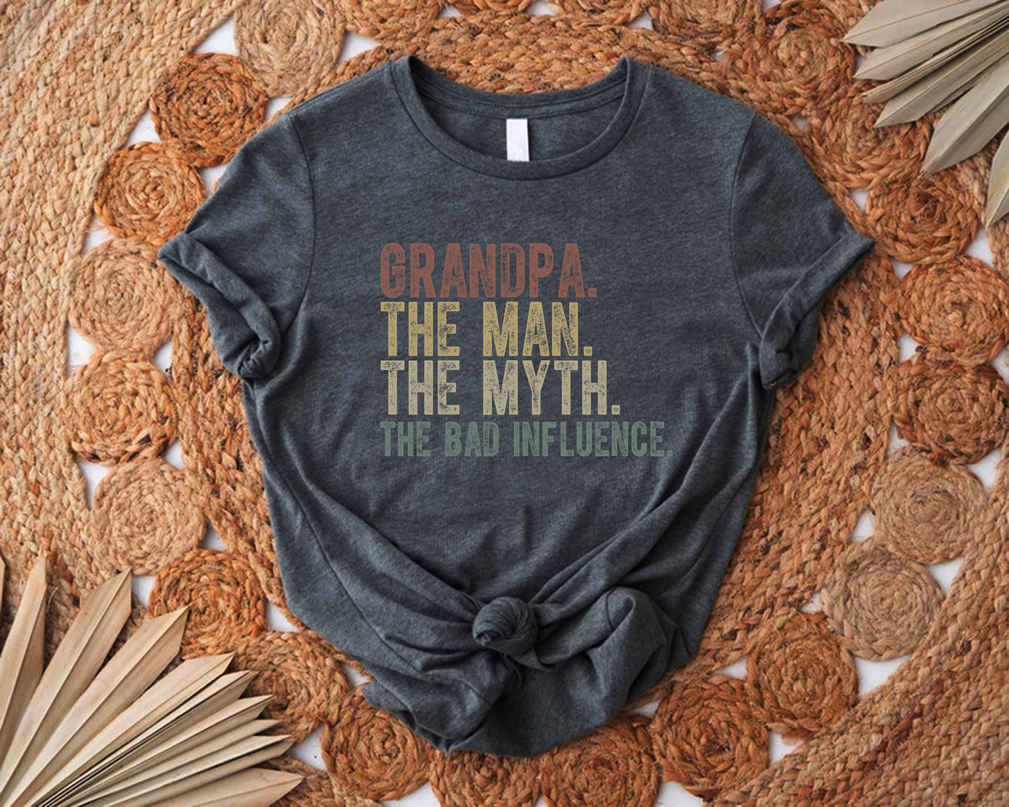 Funny Grandpa The Man The Myth The Bad Influence T Shirt | Sarcastic Grandfather Tee | Fathers Day Gift
