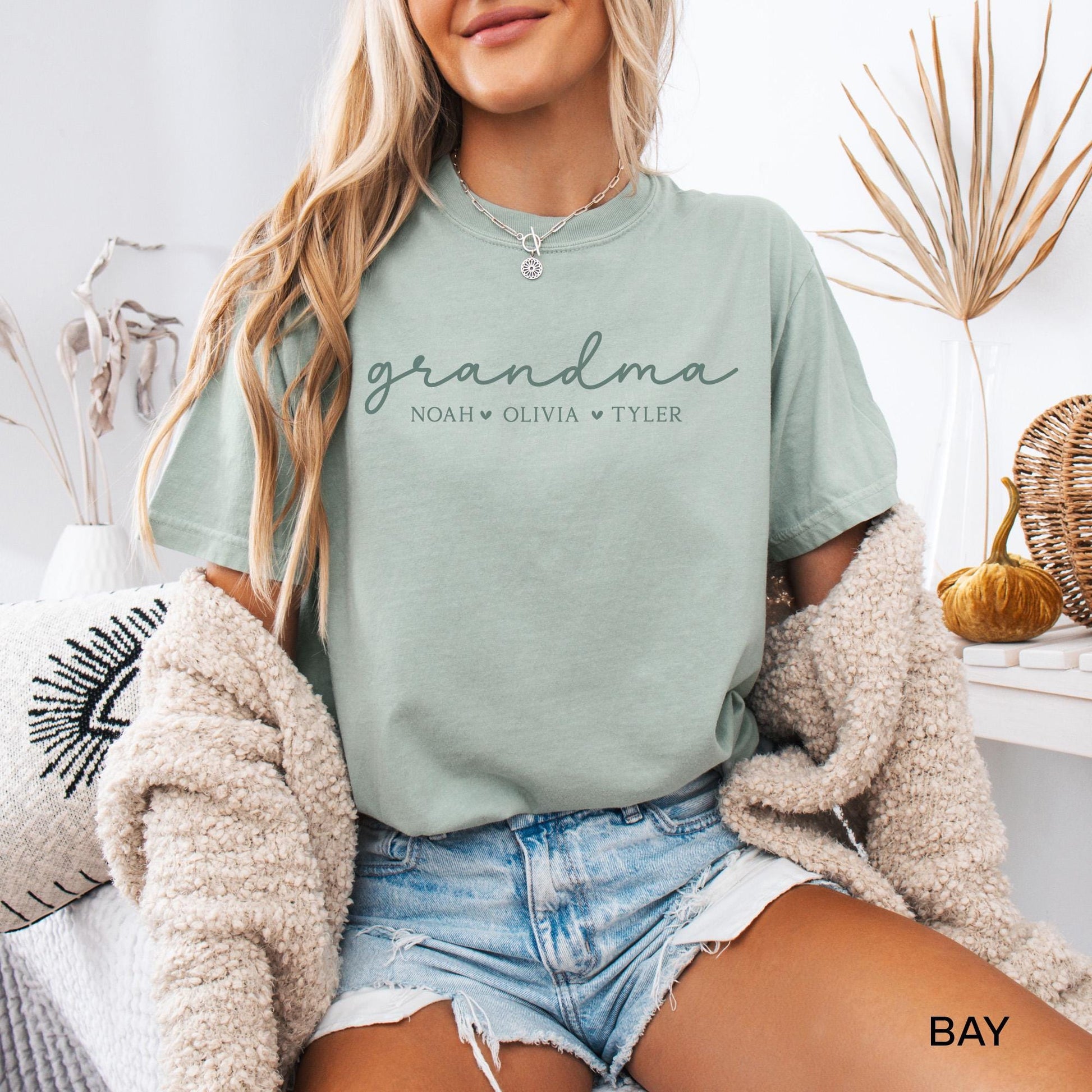 Comfort Colors® Personalized Grandma Shirt With Grandkids Names, Custom Grandma T-Shirt, Mothers Day Gift For Grandma Gifts, Grandma Tee