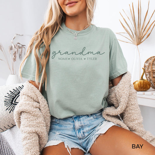 Comfort Colors® Personalized Grandma Shirt With Grandkids Names, Custom Grandma T-Shirt, Mothers Day Gift For Grandma Gifts, Grandma Tee