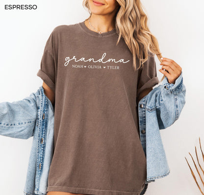 Comfort Colors® Personalized Grandma Shirt With Grandkids Names, Custom Grandma T-Shirt, Mothers Day Gift For Grandma Gifts, Grandma Tee