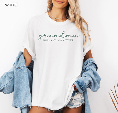 Comfort Colors® Personalized Grandma Shirt With Grandkids Names, Custom Grandma T-Shirt, Mothers Day Gift For Grandma Gifts, Grandma Tee