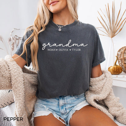 Comfort Colors® Personalized Grandma Shirt With Grandkids Names, Custom Grandma T-Shirt, Mothers Day Gift For Grandma Gifts, Grandma Tee