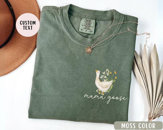 Comfort Colors® Custom Mama Goose Shirt, Floral Goose Mom Shirt, Vintage Mother's Day Gift, Goose Birthday Shirt for Mom, Goose Floral Tee.
