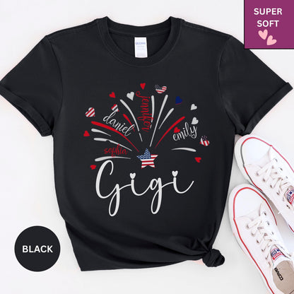 Custom 4th of July Grandma Shirt: Patriotic Nana Shirt With Grandchild Names
