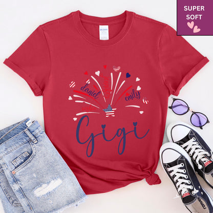Custom 4th of July Grandma Shirt: Patriotic Nana Shirt With Grandchild Names
