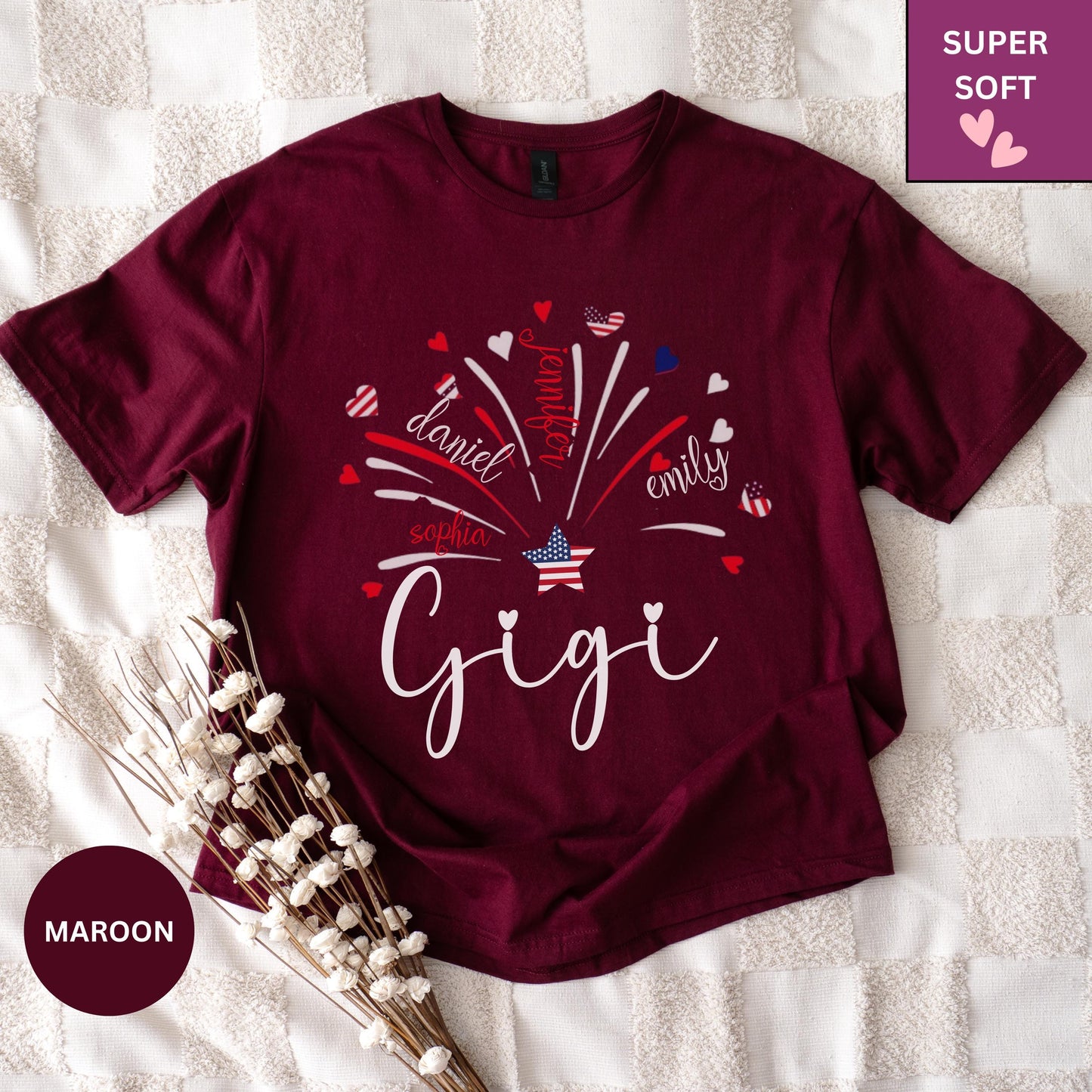 Custom 4th of July Grandma Shirt: Patriotic Nana Shirt With Grandchild Names