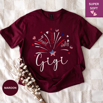 Custom 4th of July Grandma Shirt: Patriotic Nana Shirt With Grandchild Names