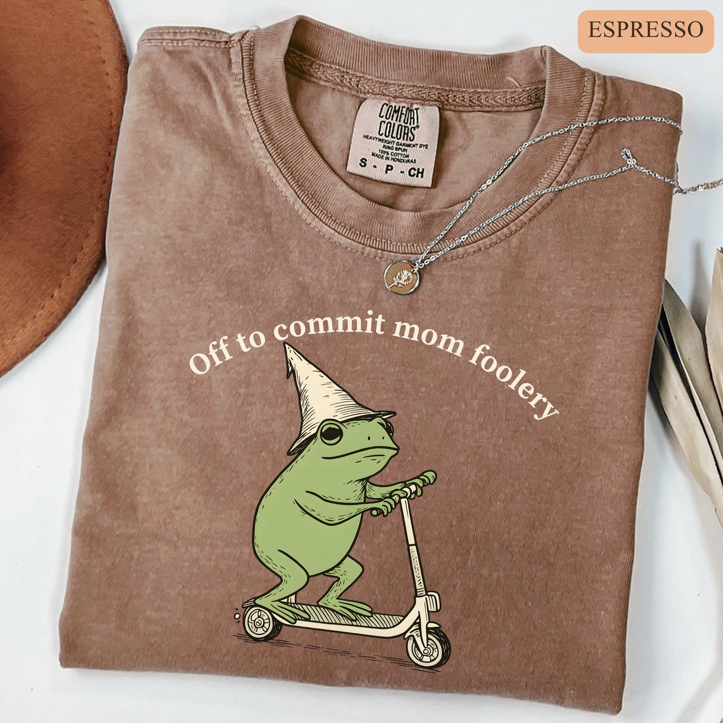 Mama Frog Comfort Colors Shirt Off to Commit Mom Foolery TShirt Funny Frog Scooter Gift For Mom Funny Mama Shirt Pregnancy Announcement Tee