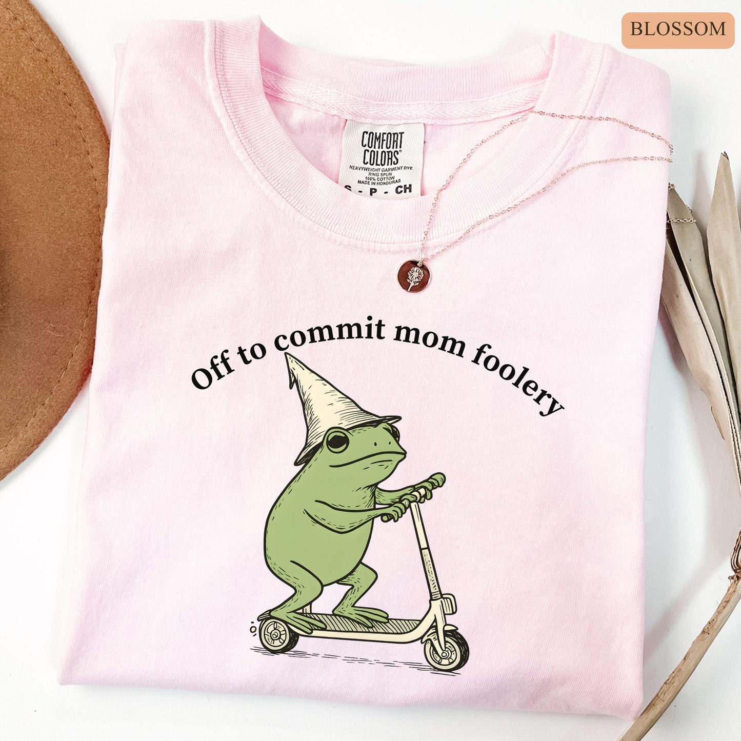 Mama Frog Comfort Colors Shirt Off to Commit Mom Foolery TShirt Funny Frog Scooter Gift For Mom Funny Mama Shirt Pregnancy Announcement Tee