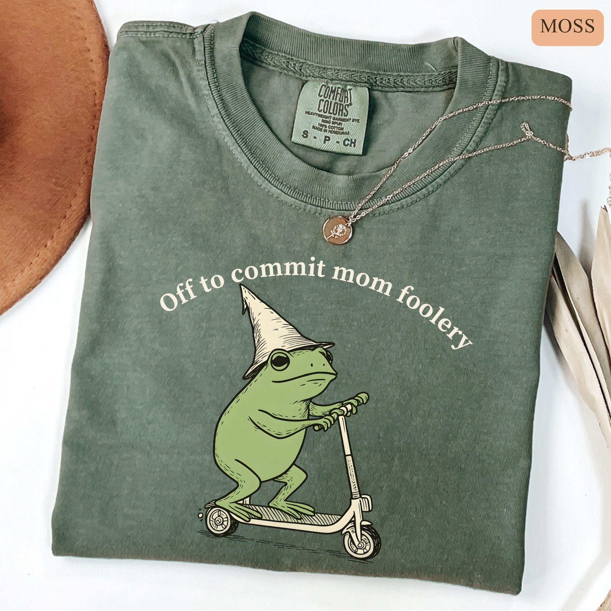 Mama Frog Comfort Colors Shirt Off to Commit Mom Foolery TShirt Funny Frog Scooter Gift For Mom Funny Mama Shirt Pregnancy Announcement Tee