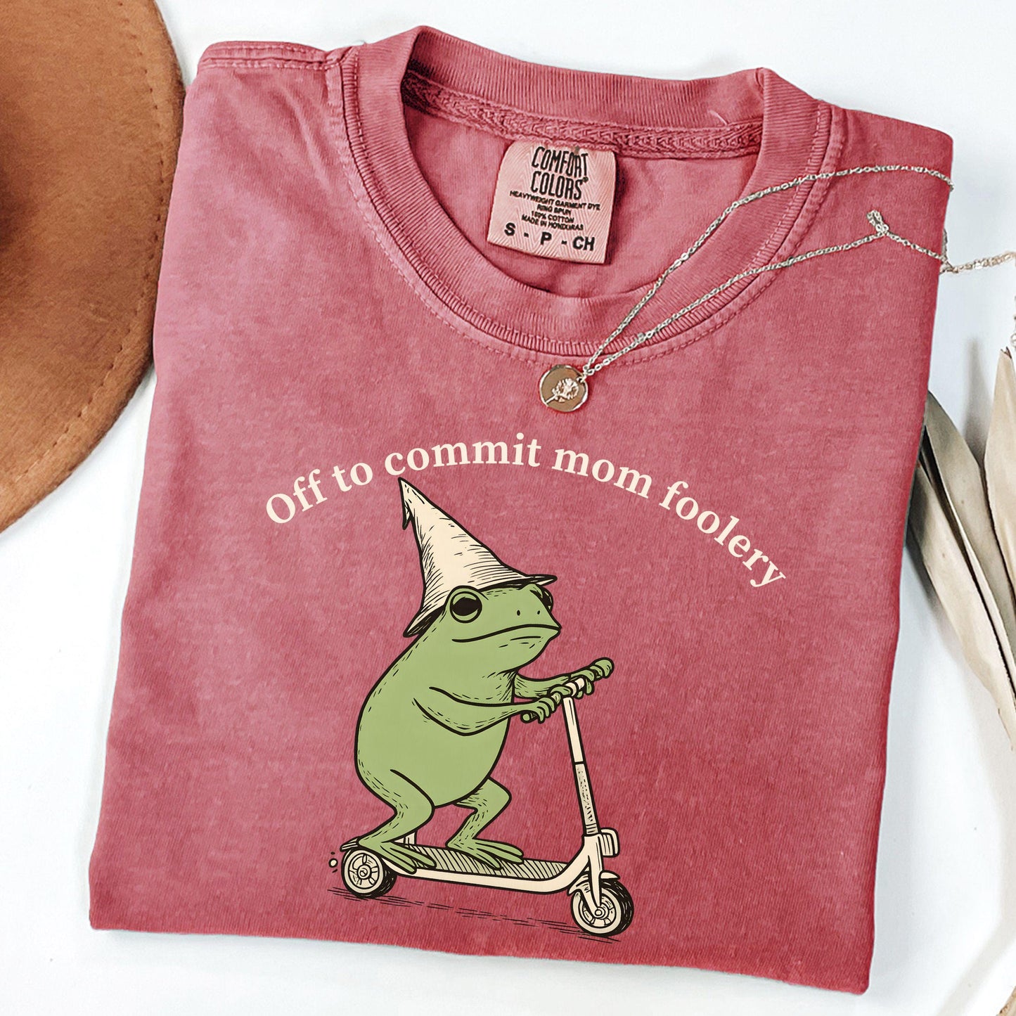 Mama Frog Comfort Colors Shirt Off to Commit Mom Foolery TShirt Funny Frog Scooter Gift For Mom Funny Mama Shirt Pregnancy Announcement Tee