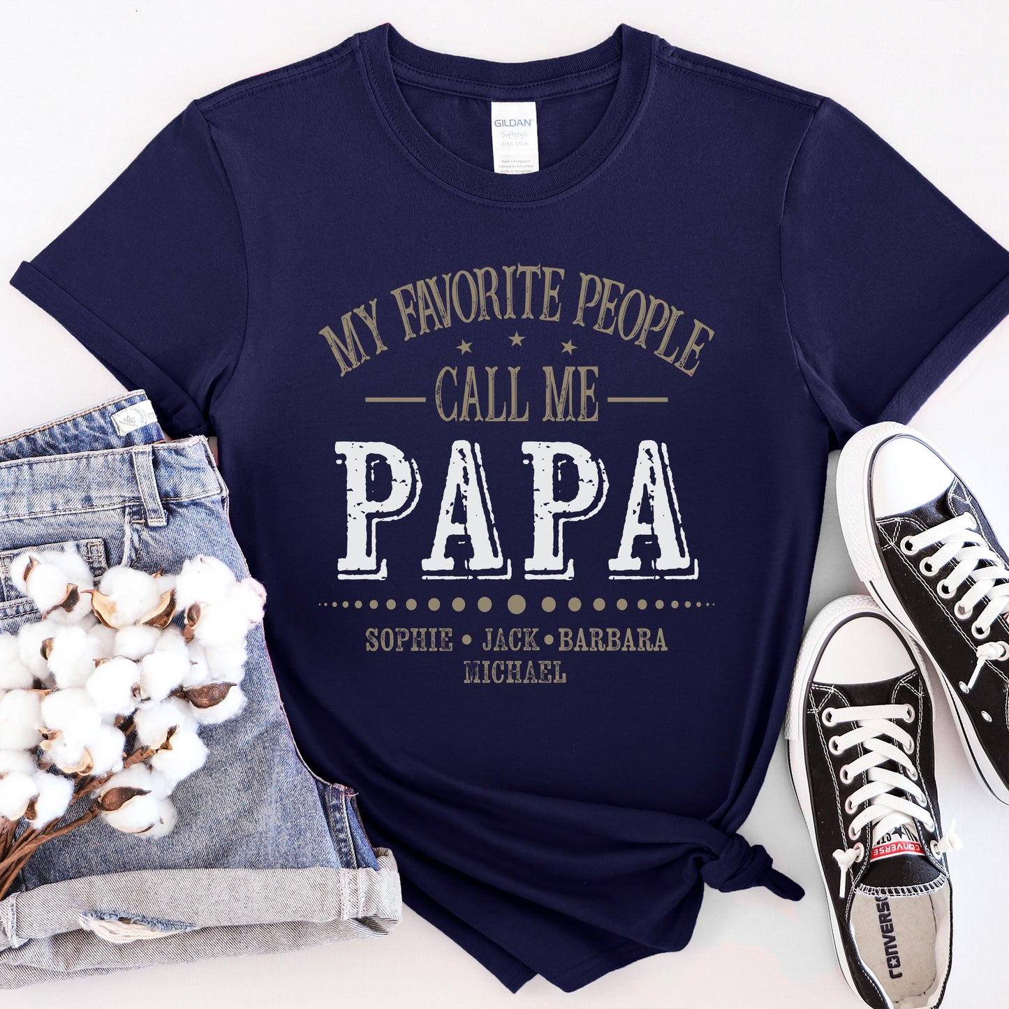 My Favorite People Call Me Papa Shirt, Custom Dad Sweatshirt Kids Name, Father's Day Tee