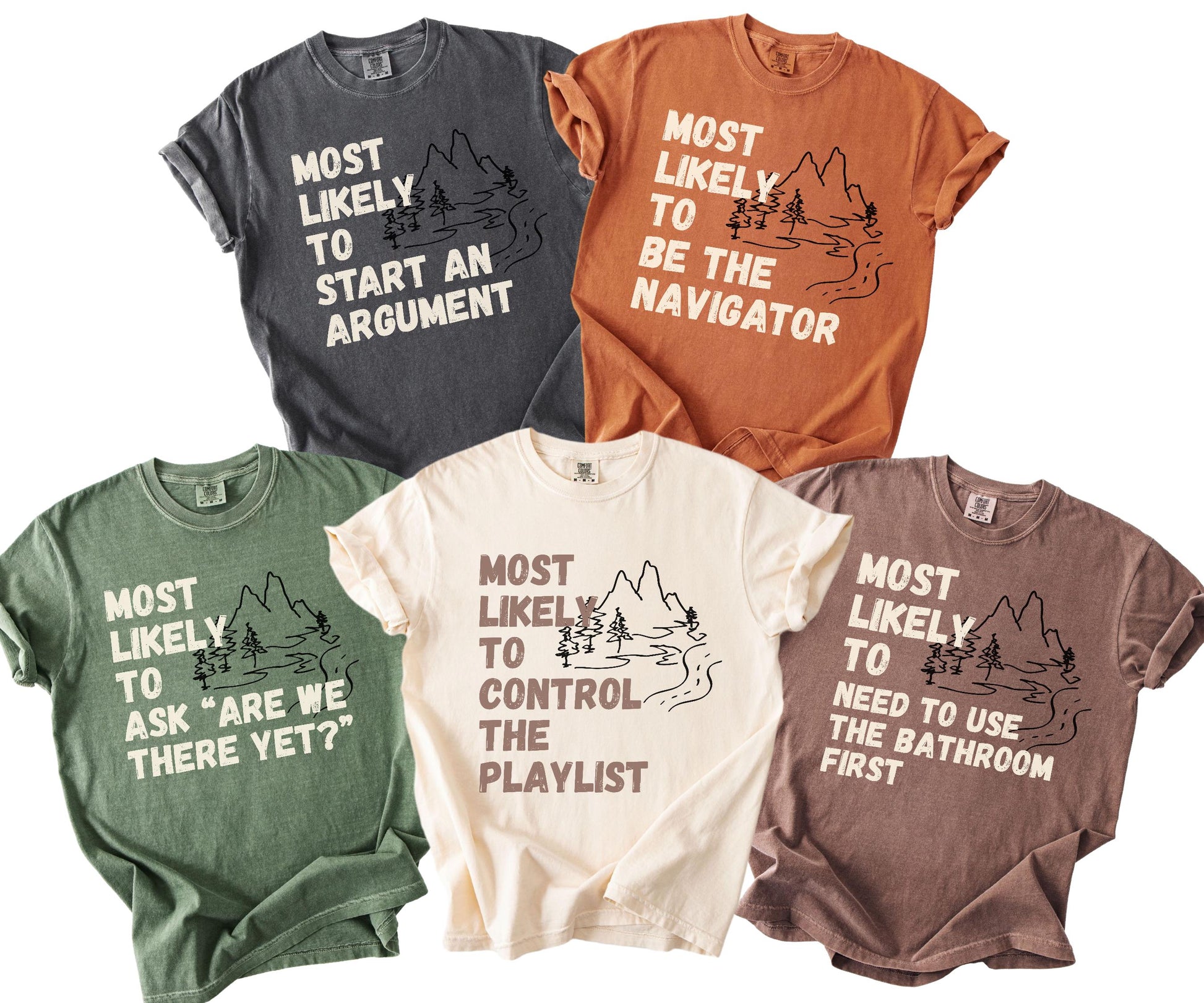 Most Likely To Family Road Trip Shirts | Personalized Vacation Group Apparel | Comfort Colors Matching Trip Tees