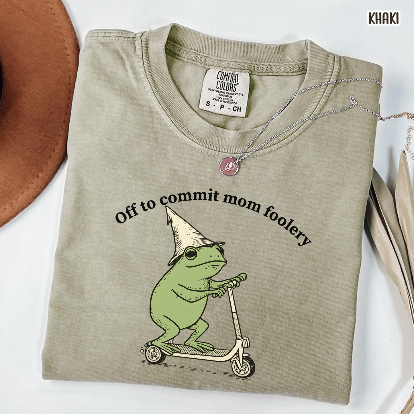 Mama Frog Comfort Colors Shirt Off to Commit Mom Foolery TShirt Funny Frog Scooter Gift For Mom Funny Mama Shirt Pregnancy Announcement Tee