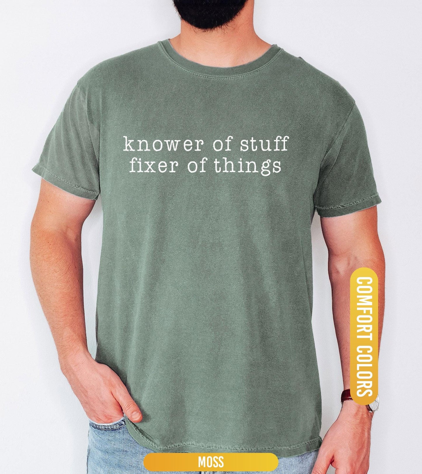 Comfort Colors® “Knower of Stuff • Fixer of Things” Shirt, Funny Handyman Dad Gift, Men’s Graphic T Shirt, Father’s Day Husband Shirt