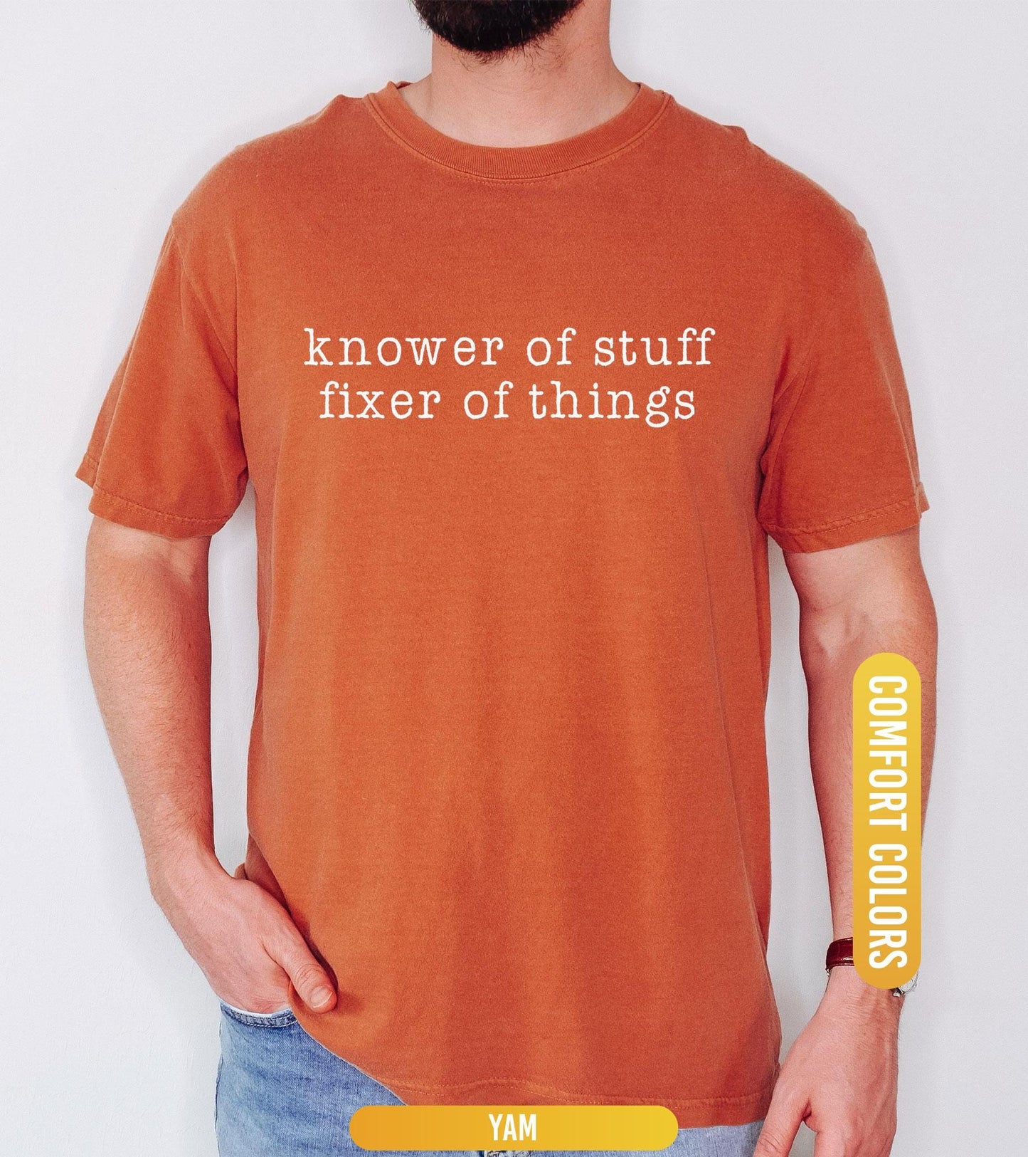 Comfort Colors® “Knower of Stuff • Fixer of Things” Shirt, Funny Handyman Dad Gift, Men’s Graphic T Shirt, Father’s Day Husband Shirt