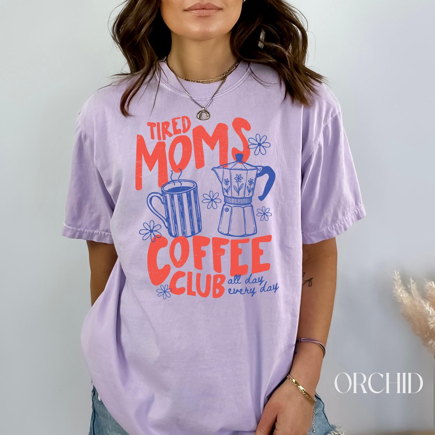 Tired Moms Coffee Club Shirt, Mom Life T-shirt, Coffee Lover Gift, Caffeinated Mama Tee, Iced Coffee Lover