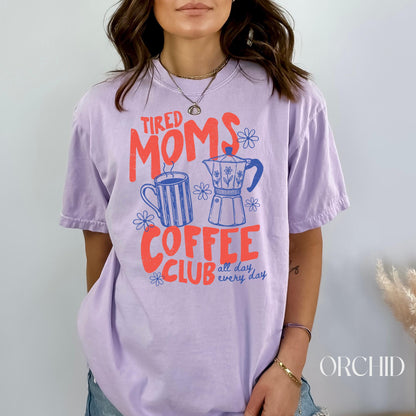 Tired Moms Coffee Club Shirt, Mom Life T-shirt, Coffee Lover Gift, Caffeinated Mama Tee, Iced Coffee Lover