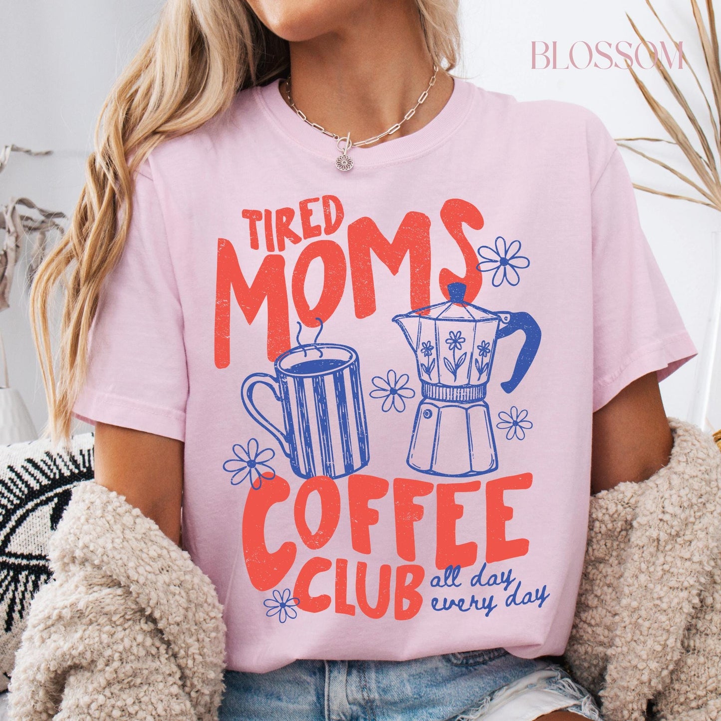 Tired Moms Coffee Club Shirt, Mom Life T-shirt, Coffee Lover Gift, Caffeinated Mama Tee, Iced Coffee Lover