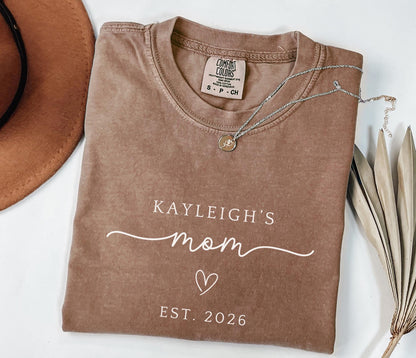 New Mom personalized shirt, Mom to be shirt for new mom Mothers day shirt for Mom t-shirt Custom Mother shirt Mom est. year shirt mom gift