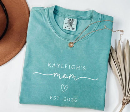 New Mom personalized shirt, Mom to be shirt for new mom Mothers day shirt for Mom t-shirt Custom Mother shirt Mom est. year shirt mom gift