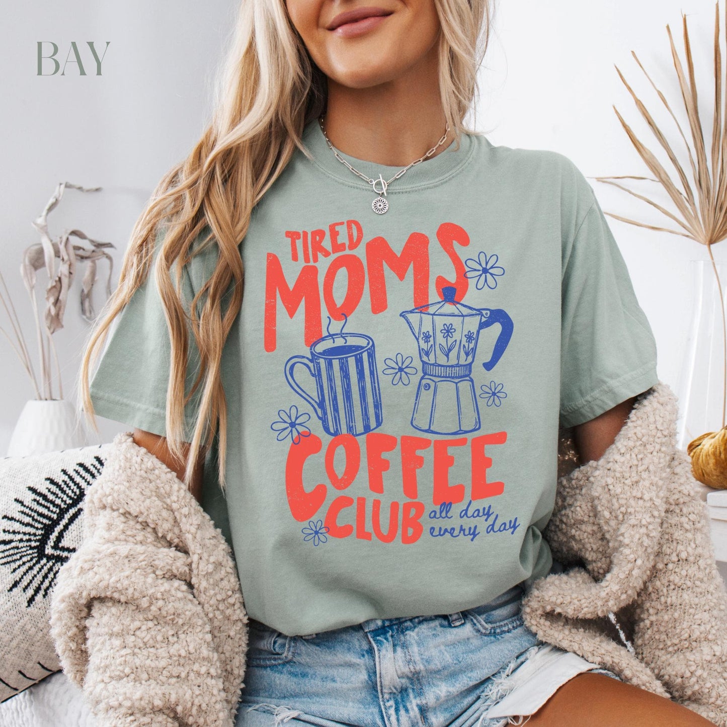 Tired Moms Coffee Club Shirt, Mom Life T-shirt, Coffee Lover Gift, Caffeinated Mama Tee, Iced Coffee Lover