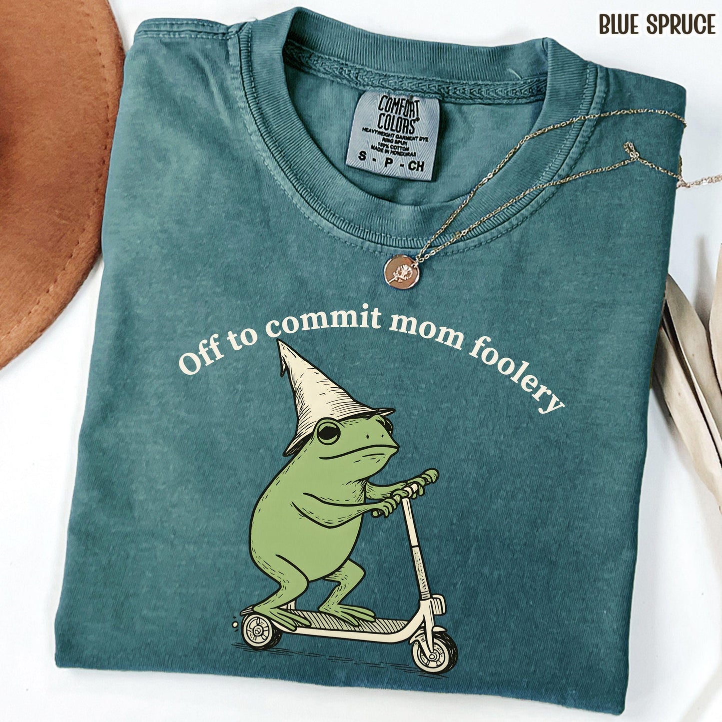 Mama Frog Comfort Colors Shirt Off to Commit Mom Foolery TShirt Funny Frog Scooter Gift For Mom Funny Mama Shirt Pregnancy Announcement Tee