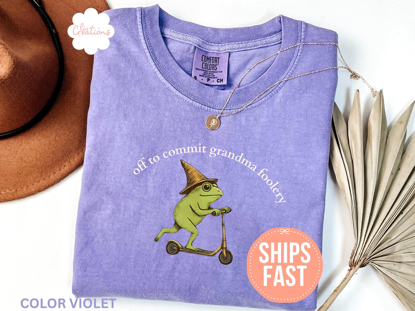 Comfort Colors® Grandma Frog Shirt, Off to Commit Grandma Foolery T-shirt, Funny Frog Scooter Gift For Grandma, Funny Grandma Tee