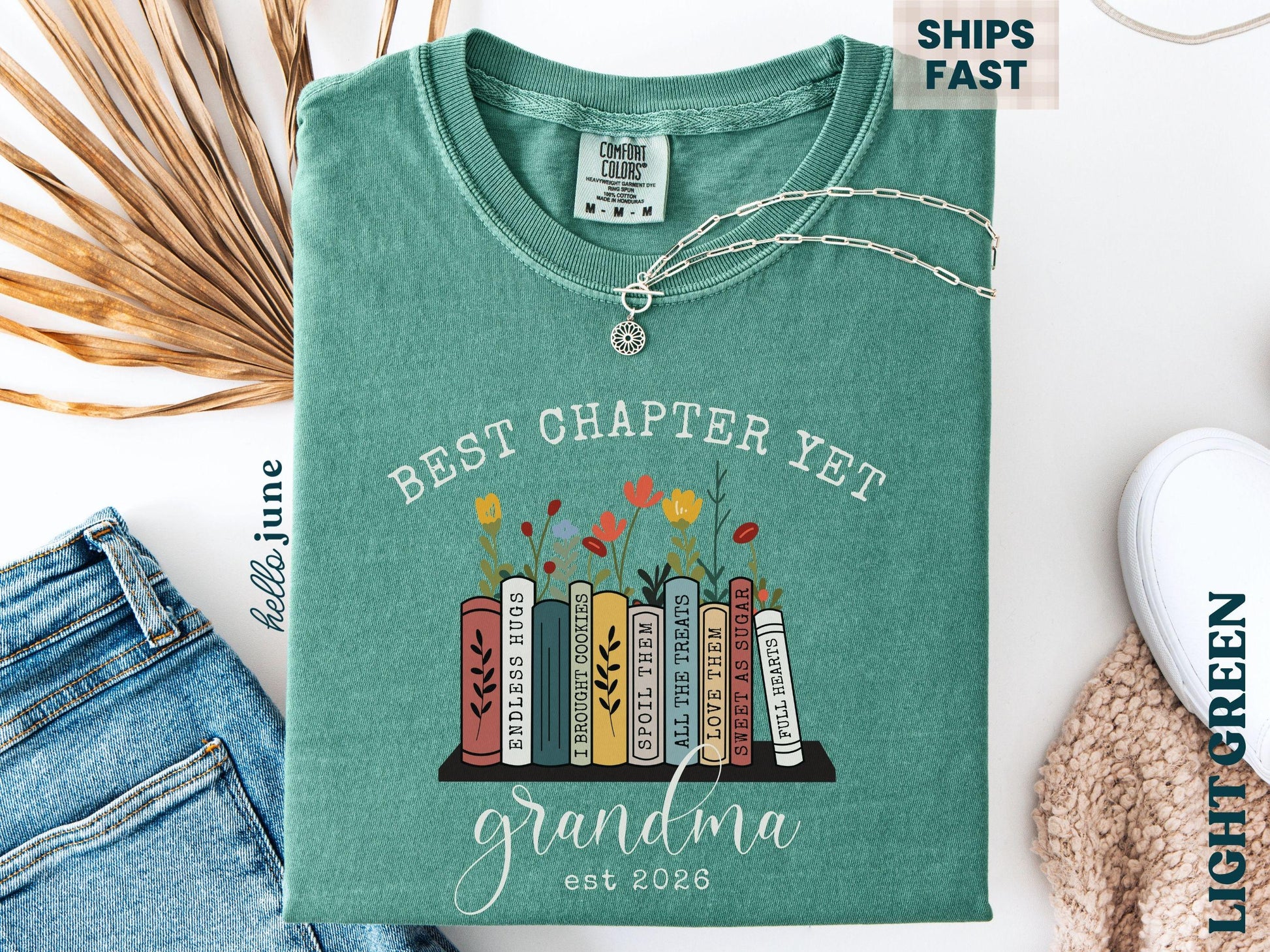The Best Chapter Yet Grandma Announcement Shirt Personalized Grandma Mothers Day Gift Comfort Colors Grandma Gift for Grandma Book Lover