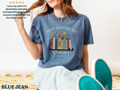 The Best Chapter Yet Grandma Announcement Shirt Personalized Grandma Mothers Day Gift Comfort Colors Grandma Gift for Grandma Book Lover