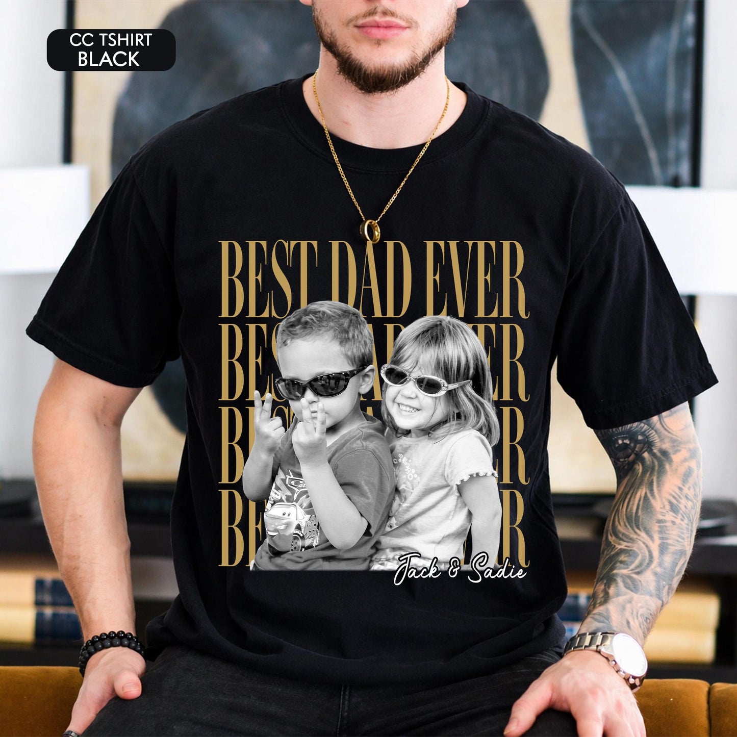 Custom Dad Vintage Photo Shirt: Personalized Fathers Day Shirt With Kids Photo, Funny Dad Shirt, Best Dad Ever Shirt, Dad Christmas Gift