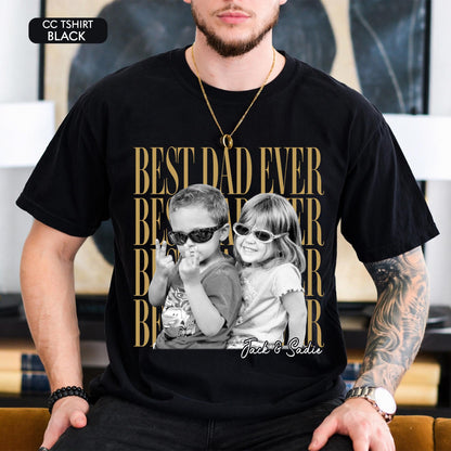 Custom Dad Vintage Photo Shirt: Personalized Fathers Day Shirt With Kids Photo, Funny Dad Shirt, Best Dad Ever Shirt, Dad Christmas Gift