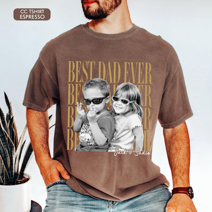 Custom Dad Vintage Photo Shirt: Personalized Fathers Day Shirt With Kids Photo, Funny Dad Shirt, Best Dad Ever Shirt, Dad Christmas Gift