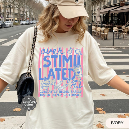 Comfort Colors Overstimulated Moms Club Shirt, Retro Mom Shirt, Funny Mom Life Shirt, Mothers Day Gift, Tired Moms Club Shirt, Gift for Mom