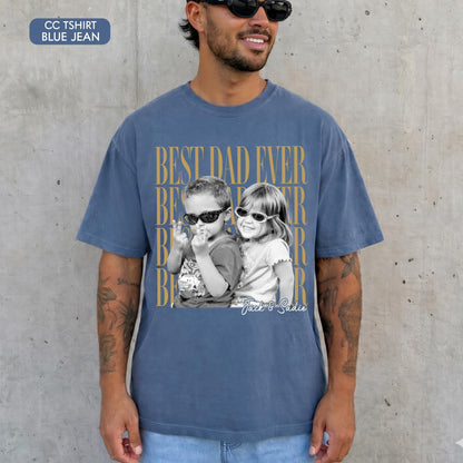 Custom Dad Vintage Photo Shirt: Personalized Fathers Day Shirt With Kids Photo, Funny Dad Shirt, Best Dad Ever Shirt, Dad Christmas Gift