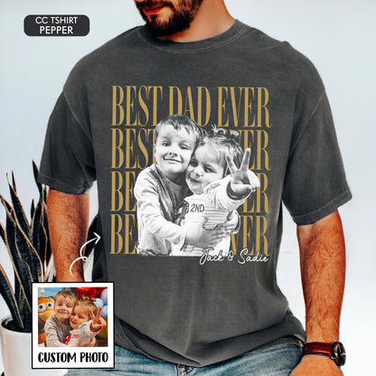 Custom Dad Vintage Photo Shirt: Personalized Fathers Day Shirt With Kids Photo, Funny Dad Shirt, Best Dad Ever Shirt, Dad Christmas Gift
