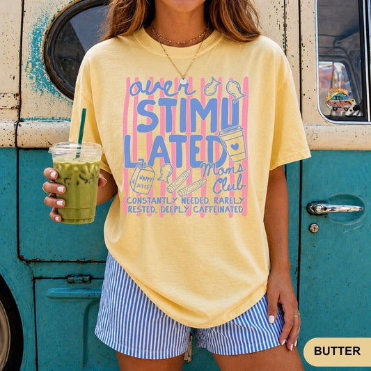 Comfort Colors Overstimulated Moms Club Shirt, Retro Mom Shirt, Funny Mom Life Shirt, Mothers Day Gift, Tired Moms Club Shirt, Gift for Mom